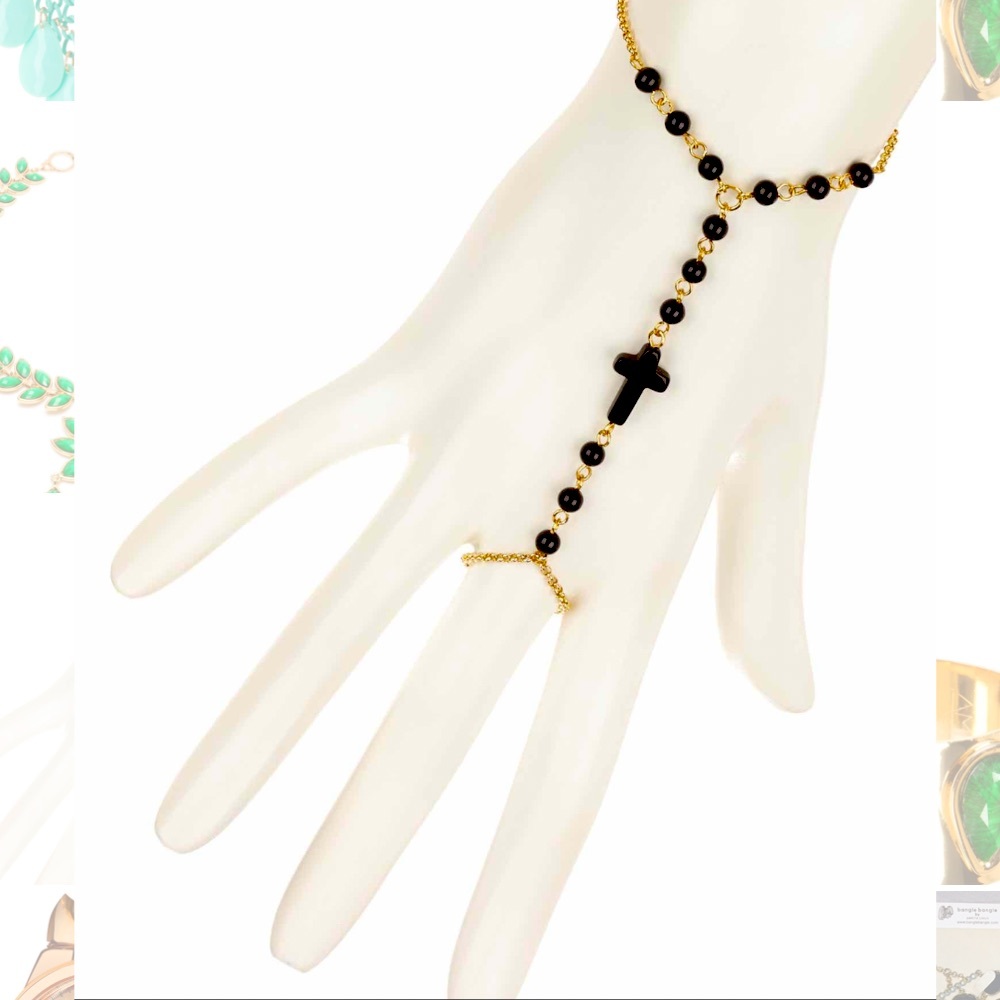 NWOT Meghan LA Cross hand bracelet and ring